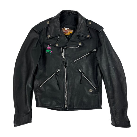 Harley Davidson Womens S Leather Jacket Classic Basic Skins Rose Heart